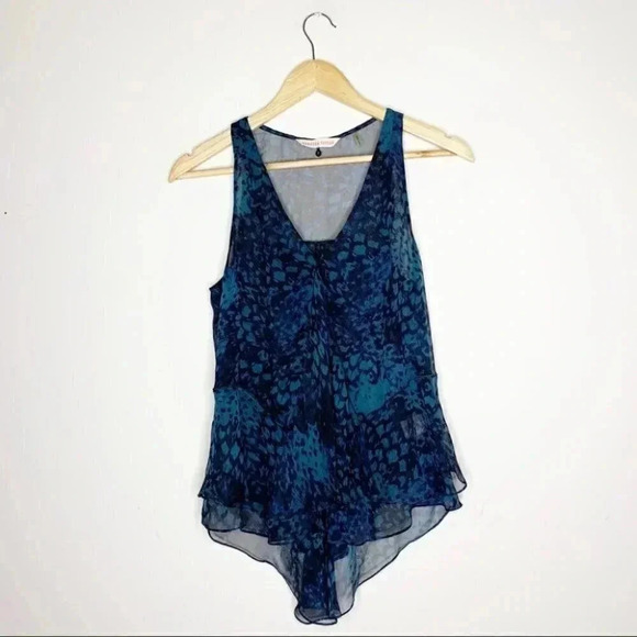 Rebecca Taylor Silk Navy Mermaid Tank Sleeveless Blouse Size 2 - Picture 2 of 8